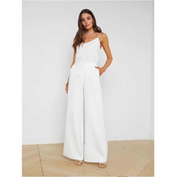 NEW L'AGENCE Gavin Wide Leg Pant in White - Picture 2 of 5